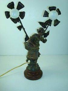 ANTIQUE FIGURAL FRENCH MOREAU LAMP (VENDANGEUSE)
