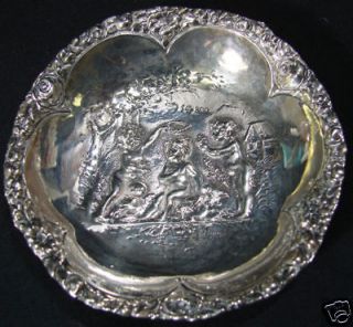 Vintage Repousse German .800 Silver Pin Dish, Children