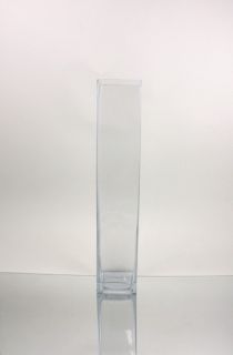 Wholesale Clear Block Square Glass Vase 4 Opening x 20 Height (6pcs 