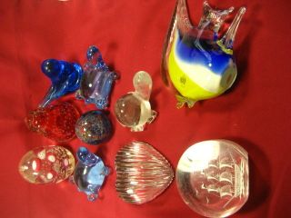 Lot of 10 glass paperweights Mixed types mixed conditions