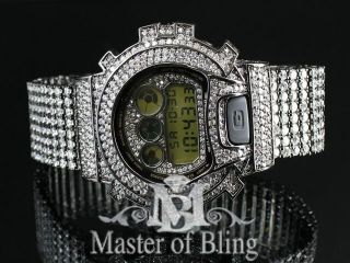   Custom Lab Made CZ Iced Out G Shock Watch Casio DW6900 Icy Band
