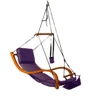 Purple Lounger Air Swing Hammock Chair Wooden Deluxe Outdoor Hanging 