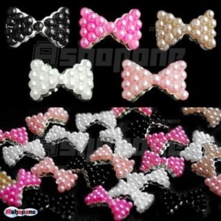   Alloy Pearl Bow Tie Bowtie Nail Art Glitters Stickers DIY Decorations