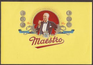 Cigar Label, Maestro, Gold Coins, Flor Fina, 5 by 10 inches