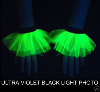 UV React Lime Glow in Dark RAVE TUTU WRIST CUFFS BANDS