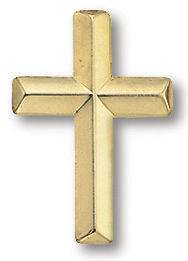 Cross Lapel Pin On A Card Gold Plated with Squeeze Pin Back 1/2 x 7/8 