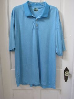 Bolle Golf Tech Polo Shirt Mens SZ XXL 2XL Turquoise Stripes MINT COND