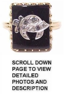 Masonic Solid Gold Black Onyx & Diamond Shriners Ring