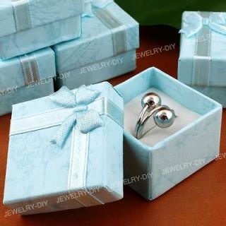 Lot 15 Blue Paper Jewelry Ring Gift Box Case 4x4x2.6cm FASHION