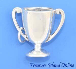 SPORTS TROPHY CUP AWARD ENGRAVABLE 3D .925 Sterling Silver Charm