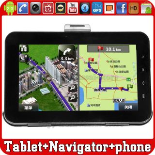 GPS Navigation Android Tablet Quad Band Cell Phone WiFi Bluetooth 
