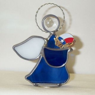 Texas Various Themes Handmade Blue Stained Glass Angel Made in America 