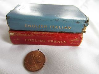   MIDGET DICTIONARY, FRENCH ENGLISH, ITALIAN ENGLISH, BELGIUM REAL HIDE