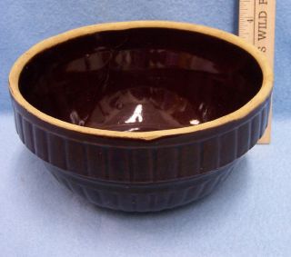 Vintage Brown Pottery Bowl Made USA 7 IN.
