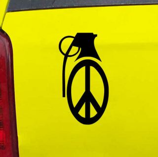 Peace Sign Grenade War Decal Sticker   24 Colors   3.8 x 7 [ebn00510 