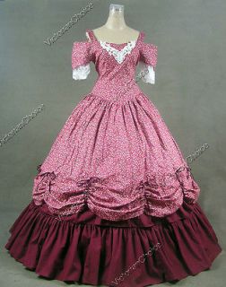 Southern Belle Civil War Cotton Lace Ball Gown Dress Prom Reenactment 