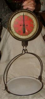   Chatillon & Sons 20 Pound Hanging Grocers Scale Graniteware Tray L@@K