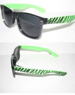   Nerd Sunglasses Black Neon Green Zebra Frame Geek Retro Vintage new