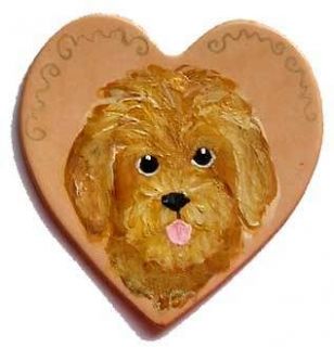 Goldendoodle Dog Hand Painted Pin & Greeting Card