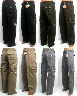   PJ MARK cargo black / brown / tan / grey pants with belt style 41059