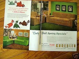 1954 Kroehler Furniture Ad Sofa Chair Twin Sectional