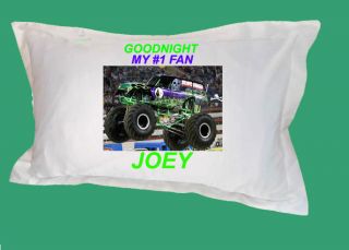 GRAVE DIGGER MONSTER TRUCK PERSONALIZED PILLOW CASE CUSTOM KIDS NAME