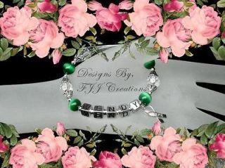 GREEN~Awarenes​s JEWELRY BRACELET~GIFT~​PERSONALIZED~N​AME