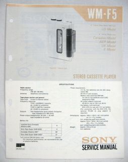 SONY WM F5 Walkman Stereo Cassette Player FM Radio Original SERVICE 