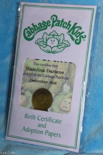 Cabbage Patch Kids Modern Hispanic Girl Birth Certificate Nadelina 12 
