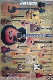 ACOUSTIC GUITARS POSTER   Martin, Gibson, Ovation, National, Regal 