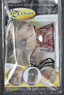 EZ combs 2 Pcs Beaded Hair Comb 2 color Stretch Not As Seen On TV