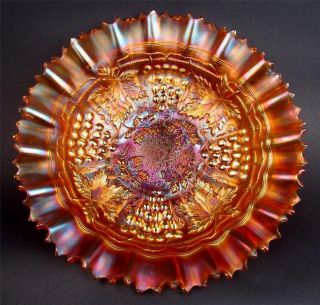 STIPPLED GRAPE & CABLE by NORTHWOOD ~ MARIGOLD CARNIVAL GLASS PCE BOWL