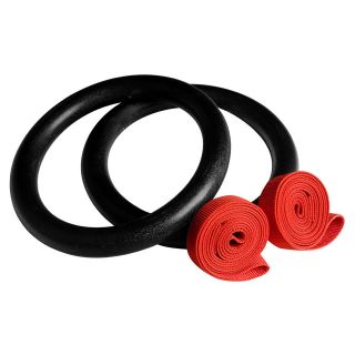 Black Gymnastic Rings – Fixed Straps. Perfect for CrossFit 