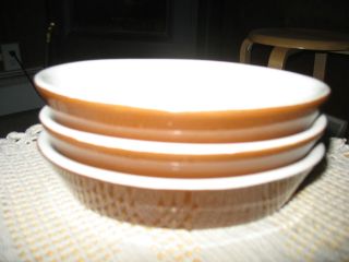 HALL CHINA DISHES. BROWN WITH WHITE INSIDES. OVAL. 6 X 4.25 X 1 