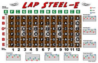 Lap Steel Guitar Fretboard Chart Poster E Tuning Notes