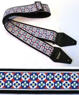 TROPHY USA Guitar Strap – Red White & Blue POPPIES   Vintage ACE