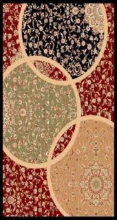   TRADITIONAL AREA RUG 6x9 CIRCLES AND VINES BLACK, GREEN, BEIGE 7x10