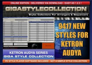 9400 NEW Styles for KETRON AUDYA SERIES + PC Style Player Online 