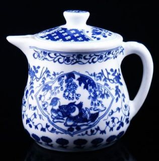 Blue&White Mandarin Ducks Large Porcelain Teapot