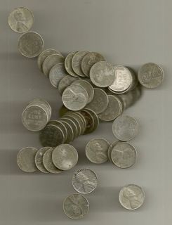 1943 P Lincoln Penny Roll of 50 coins, Price on these steel pennies 