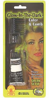 Comb In Hair Color Green Glow In The Dark Made In USA Halloween Makeup