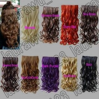   Curly 5 Clips On Hair Piece Extension 55cm All Color  20