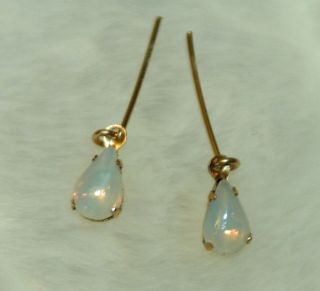 Moonstone Opal like Vintage Fashion Doll Earrings 14K GF posts Miss 