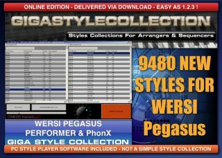 9480 NEW Styles for WERSI Pegasus & PhonX + PC Style Player Online 