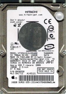 HITACHI HTS541616J9SA0​0 160GB P/N 0A50550 MLC DA1712