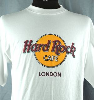 Hard Rock Cafe Logo London England Mens T Shirt Large White UK Great 