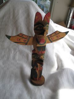 VINTAGE HAND CARVED NORTH AMERICAN MALAHAT INDIAN TOTEM INDIAN ART 
