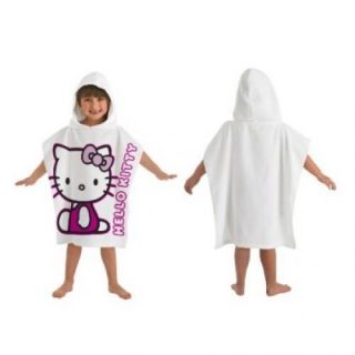 HELLO KITTY BOWS GRAPHIC PONCHO HOODED TOWEL VELOUR NEW GIFT