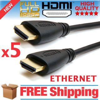 LOT 5 15 FT 28AWG High Speed 1.4 HDMI Cable Ethernet 10.2Gbps HDTV