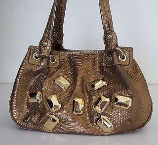 Kathy Van Zeeland Bronze Copper Metallic Croc / Croco Purse Handbag 